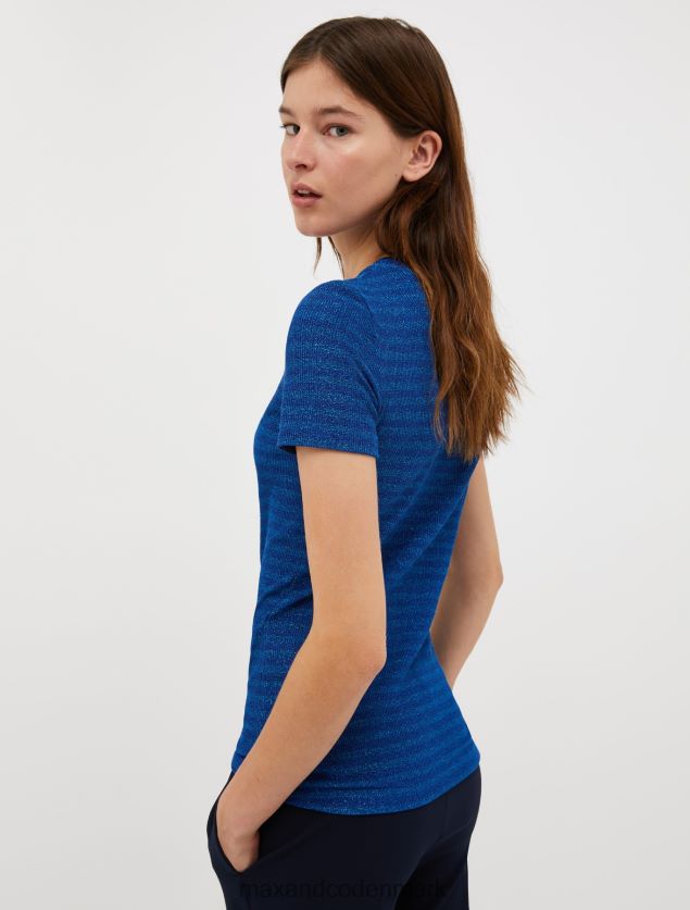 Kvinder stribet lurex jersey t-shirt MAX&Co. luftvåben blå B2Z2T6564 beklædning