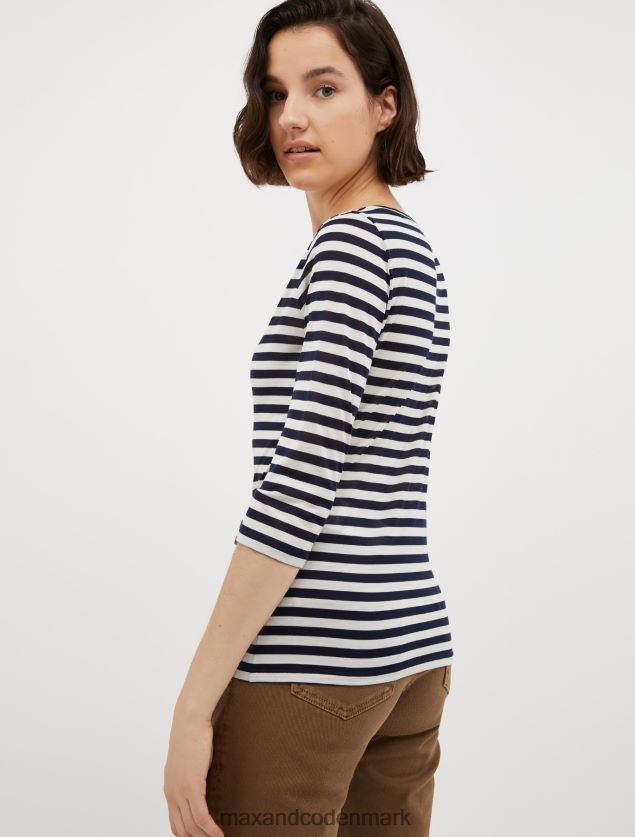 Kvinder stribet silkejersey t-shirt MAX&Co. Marine blå B2Z2T6569 beklædning