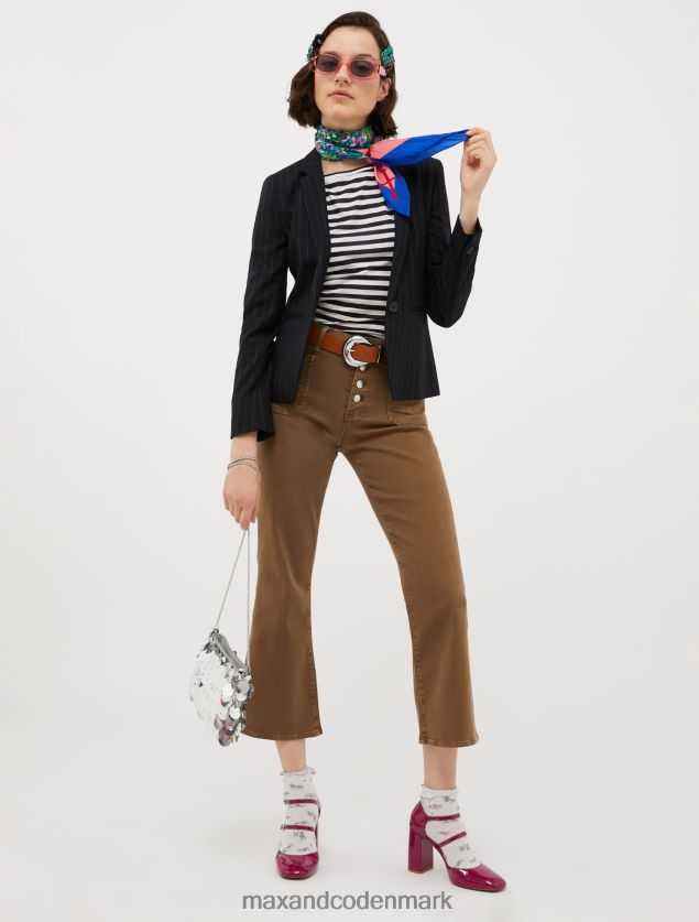 Kvinder stribet silkejersey t-shirt MAX&Co. Marine blå B2Z2T6569 beklædning