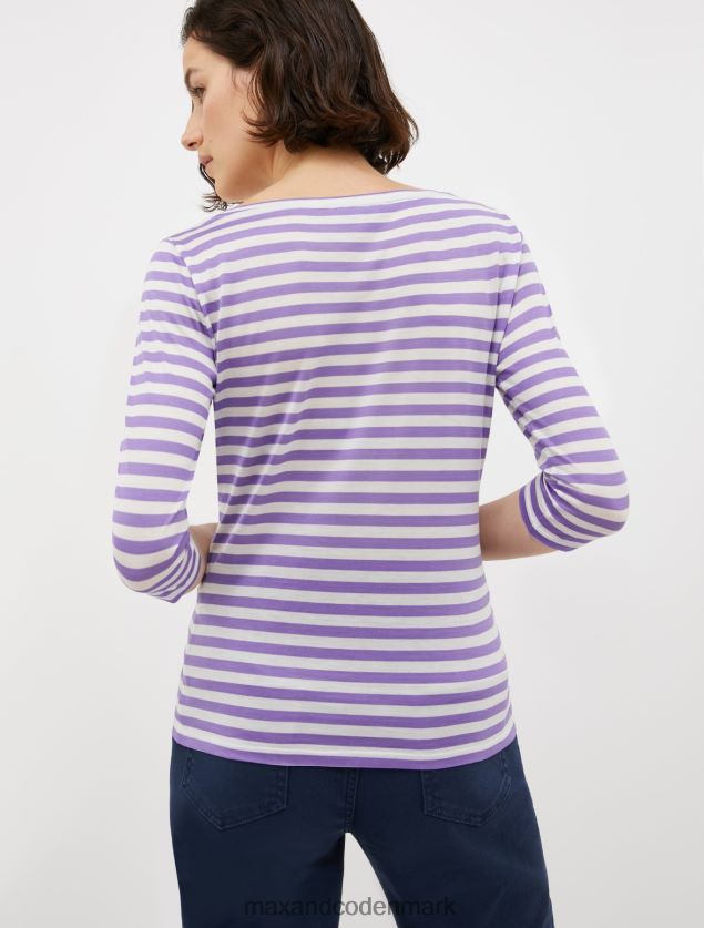 Kvinder stribet silkejersey t-shirt MAX&Co. lilla B2Z2T6567 beklædning