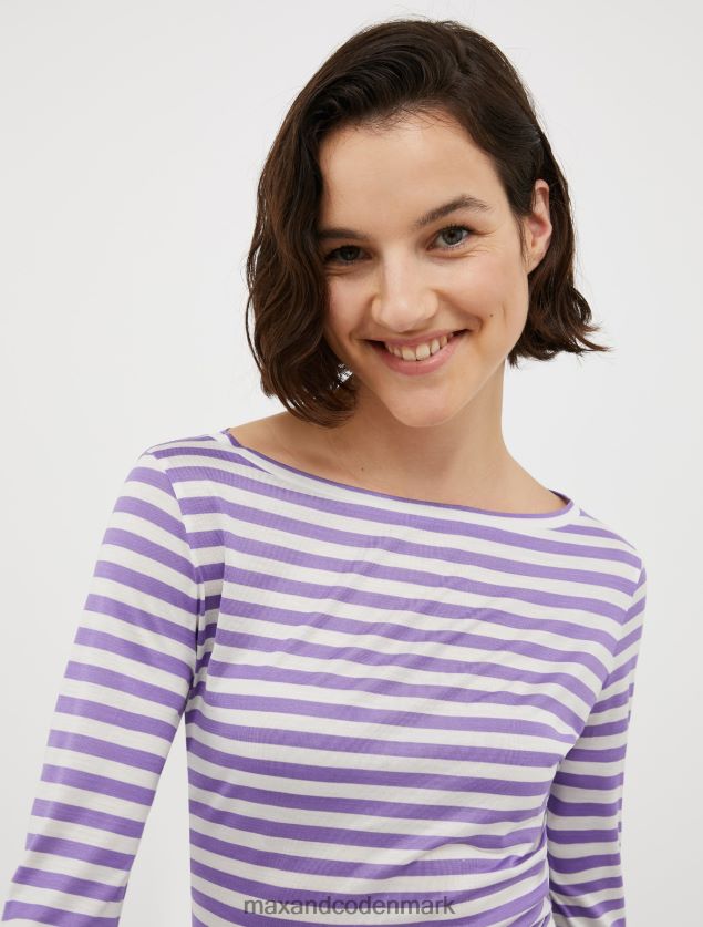 Kvinder stribet silkejersey t-shirt MAX&Co. lilla B2Z2T6567 beklædning