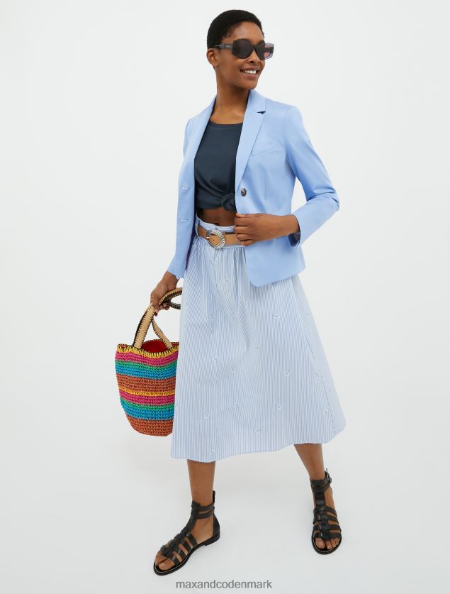 Kvinder t-shirt i bomuldsjersey med bådhals MAX&Co. Marine blå B2Z2T6660 beklædning