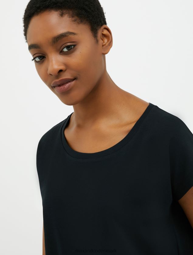 Kvinder t-shirt i bomuldsjersey med bådhals MAX&Co. sort mønster B2Z2T6662 beklædning