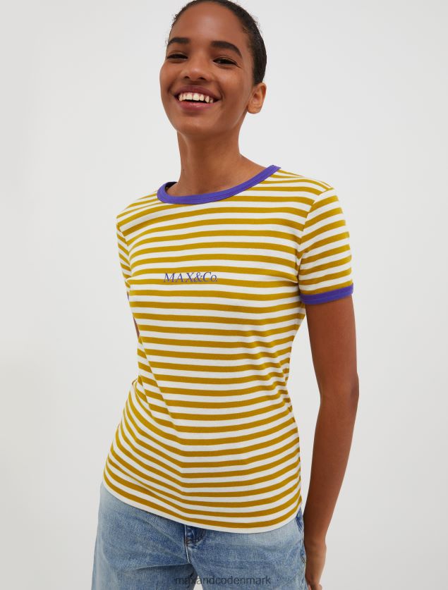 Kvinder t-shirt i bomuldsjersey med logotryk MAX&Co. olivengrøn B2Z2T6613 beklædning