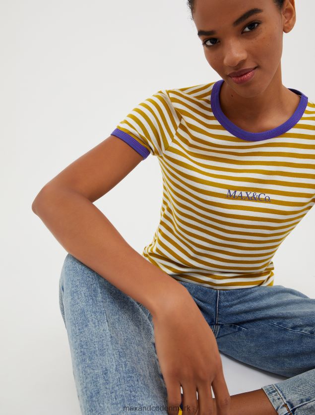 Kvinder t-shirt i bomuldsjersey med logotryk MAX&Co. olivengrøn B2Z2T6613 beklædning