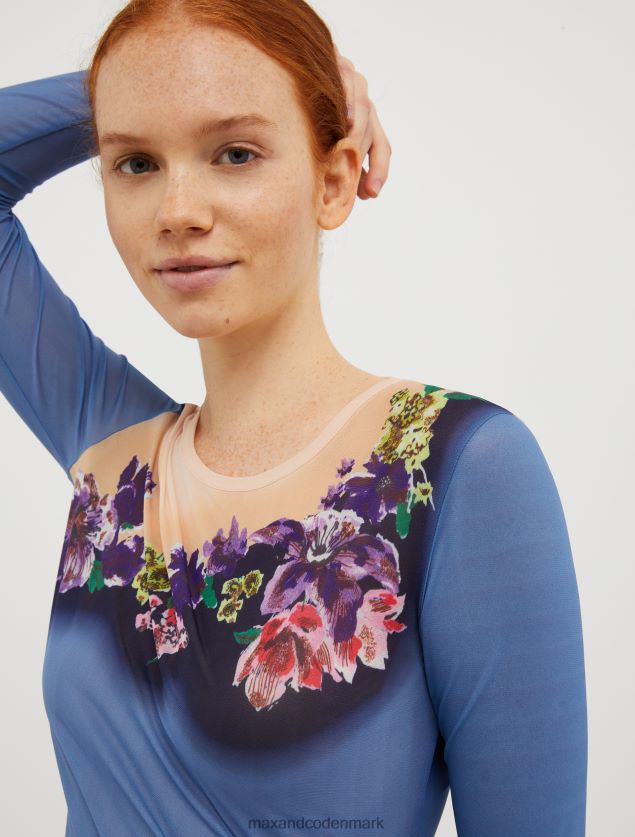 Kvinder t-shirt i tyl-jersey MAX&Co. lyseblåt mønster B2Z2T6586 beklædning