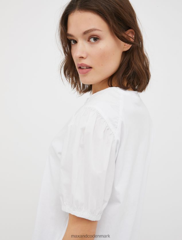 Kvinder t-shirt med ballonærmer MAX&Co. optik hvid B2Z2T6657 beklædning
