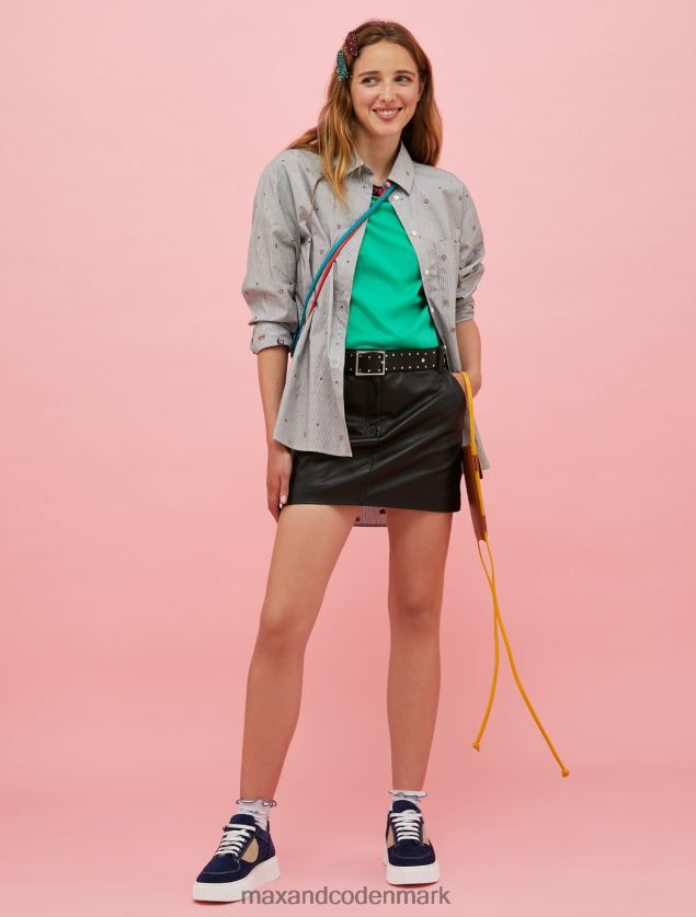 Kvinder tamagotchi applikation t-shirt MAX&Co. Himmelblå B2Z2T6654 beklædning