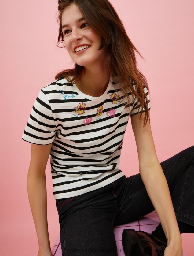 Kvinder tamagotchi stribet t-shirt MAX&Co. Himmelblå B2Z2T6637 beklædning