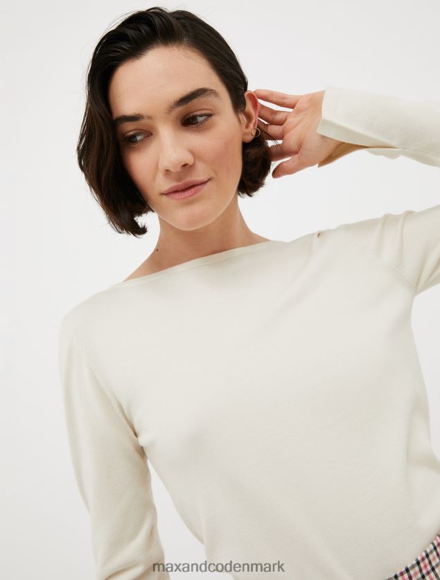 Kvinder bådhalstrøje MAX&Co. hvidt mønster B2Z2T6384 beklædning