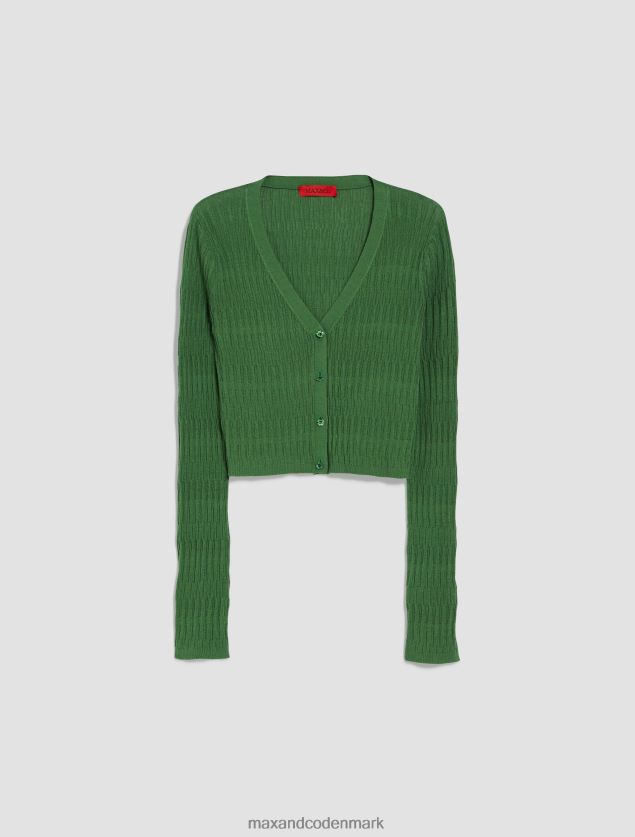 Kvinder bomuld og modal-blandet cardigan MAX&Co. grønt mønster B2Z2T6317 beklædning