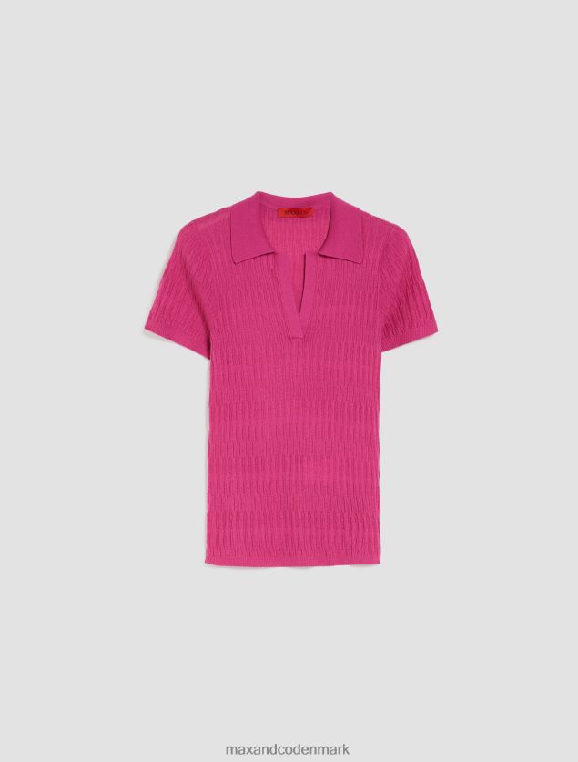 Kvinder bomuld og modal-blandet poloshirt MAX&Co. fuchsia B2Z2T6309 beklædning