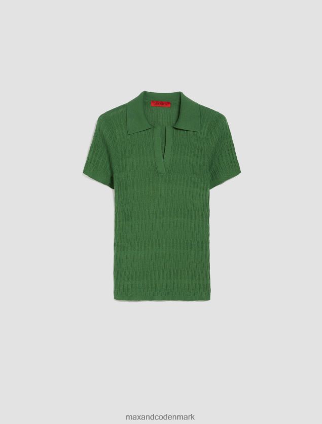 Kvinder bomuld og modal-blandet poloshirt MAX&Co. grønt mønster B2Z2T6310 beklædning