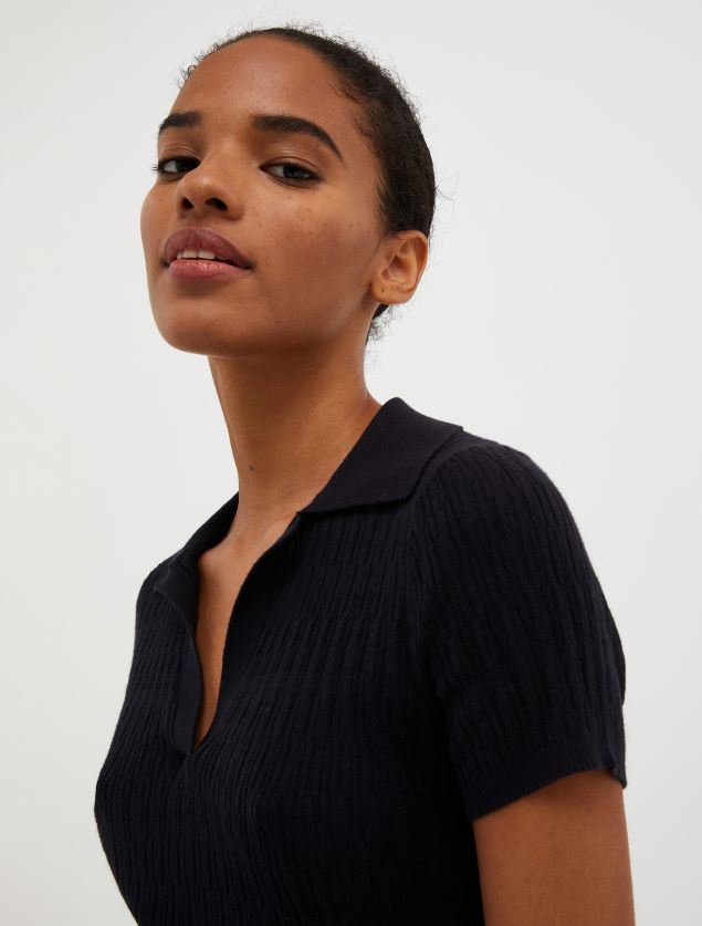 Kvinder bomuld og modal-blandet poloshirt MAX&Co. sort B2Z2T6307 beklædning