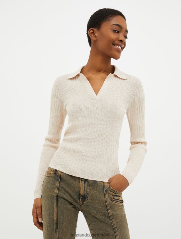 Kvinder bomuld og modal poloshirt MAX&Co. beige B2Z2T6342 beklædning