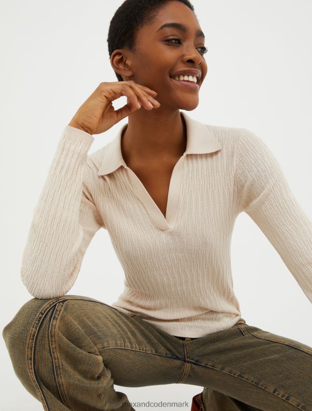 Kvinder bomuld og modal poloshirt MAX&Co. beige B2Z2T6342 beklædning