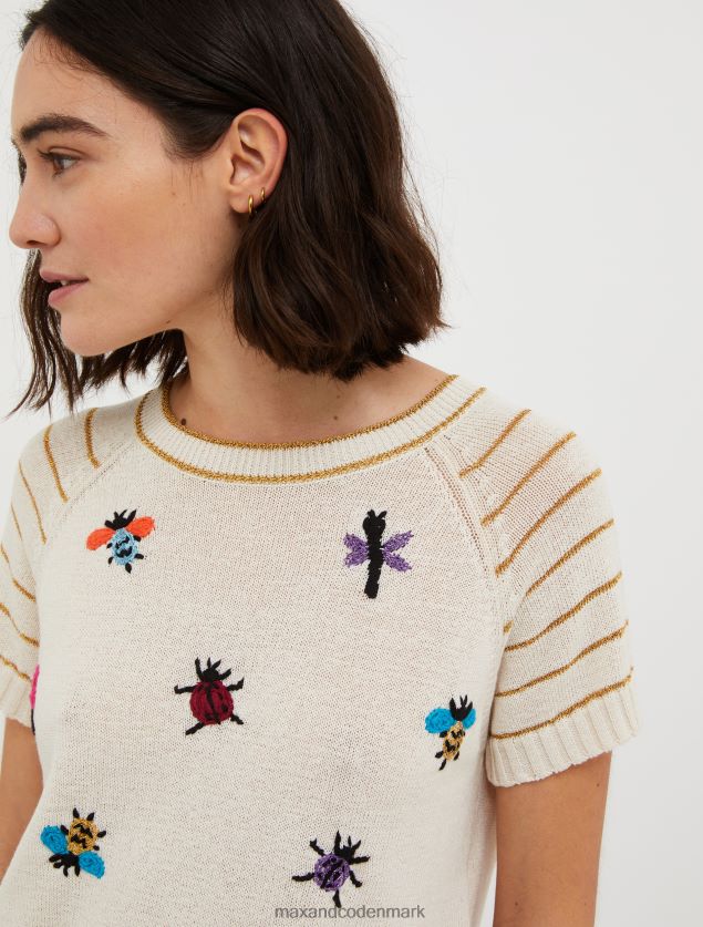 Kvinder broderet lurex trøje MAX&Co. hvidt mønster B2Z2T6411 beklædning