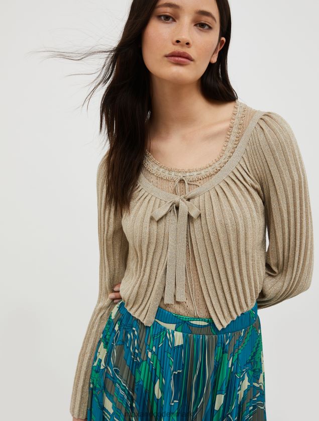Kvinder cropped lurex-strikket cardigan MAX&Co. beige B2Z2T6328 beklædning