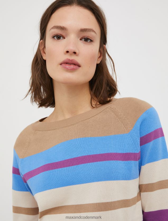 Kvinder intarsia-strikket bomuldstrøje MAX&Co. kamel mønster B2Z2T6424 beklædning