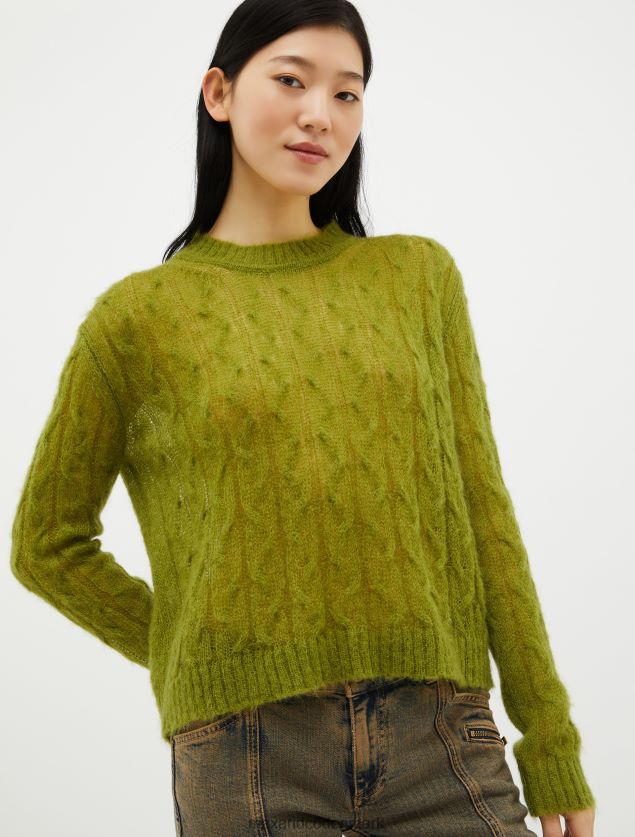 Kvinder kabelstrikket mohair-blende trøje MAX&Co. grøn B2Z2T6402 beklædning