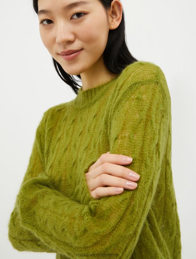 Kvinder kabelstrikket mohair-blende trøje MAX&Co. grøn B2Z2T6402 beklædning