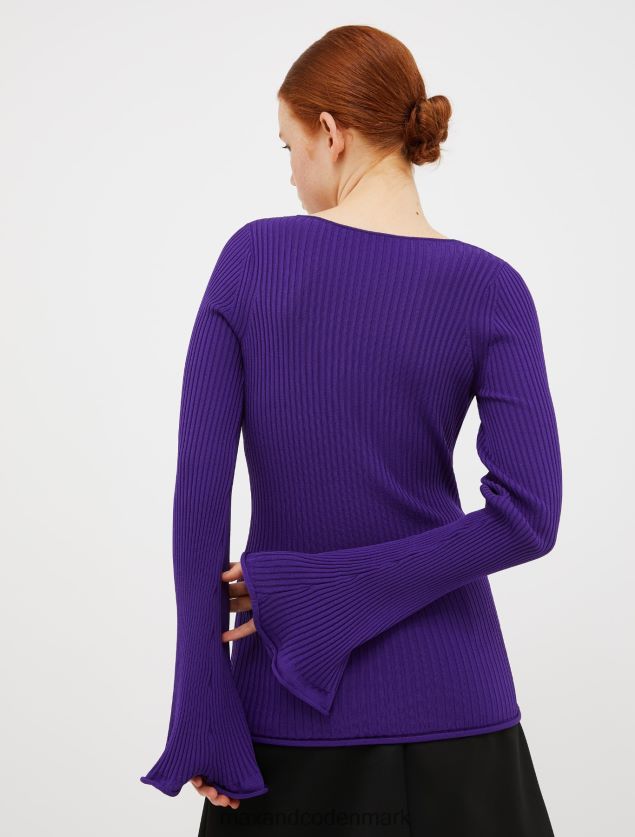 Kvinder slim fit ribstrikket trøje MAX&Co. lilla B2Z2T6347 beklædning