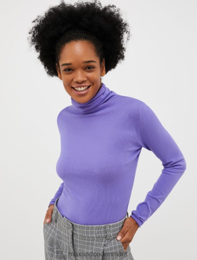 Kvinder strækstrikket rullekravetrøje MAX&Co. lyseblå B2Z2T6370 beklædning