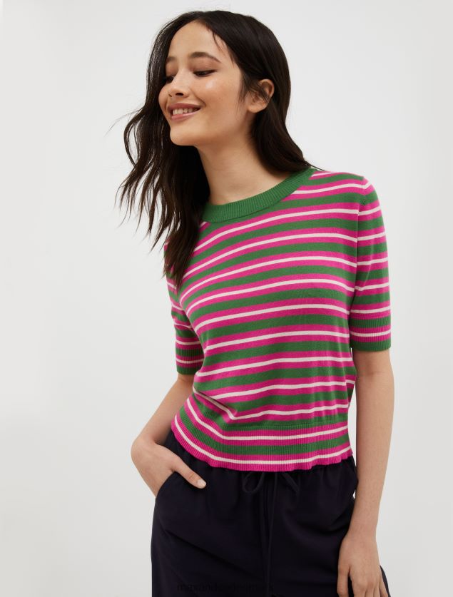 Kvinder stribet bomuld og modal trøje MAX&Co. grøn B2Z2T6388 beklædning