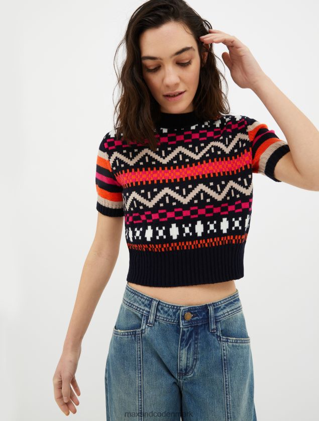 Kvinder strikket trøje i jacquard MAX&Co. kornblomst blå B2Z2T6343 beklædning