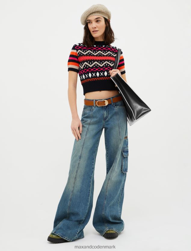 Kvinder strikket trøje i jacquard MAX&Co. kornblomst blå B2Z2T6343 beklædning