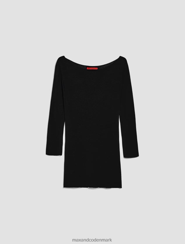 Kvinder strikket trøje med bådhals MAX&Co. sort B2Z2T6318 beklædning