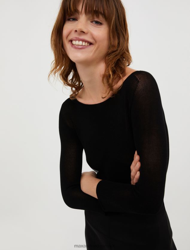 Kvinder strikket trøje med bådhals MAX&Co. sort B2Z2T6318 beklædning