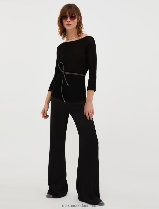 Kvinder strikket trøje med bådhals MAX&Co. sort B2Z2T6318 beklædning