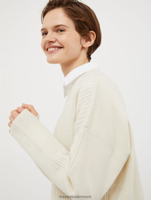 Kvinder tech-uld pullover med rund hals MAX&Co. hvid B2Z2T6420 beklædning
