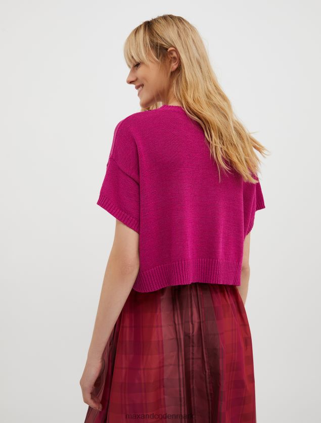 Kvinder trøje i bomuldsblanding med perler MAX&Co. rød B2Z2T6340 beklædning