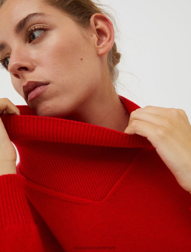 Kvinder trøje i uldblanding med polo hals MAX&Co. rød B2Z2T6408 beklædning